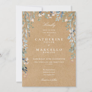 Invitation Mariage Floral Aquarelle Fleurs Sauvages Kraft Rus