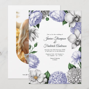 Invitation Mariage floral aquarelle lavande et argent
