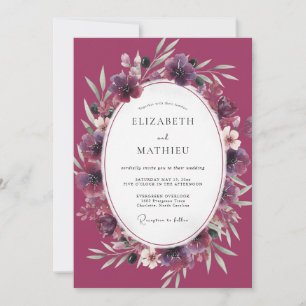 Invitation Mariage Floral Aquarelle Magenta