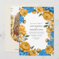 Mariage floral aquarelle Marigold et Bleu Français