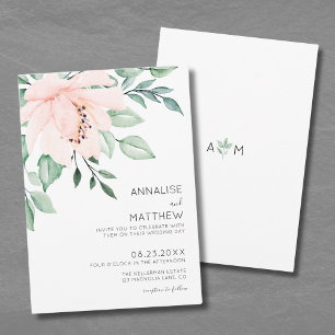 Invitation Mariage Floral Aquarelle Moderne Rose Pâle