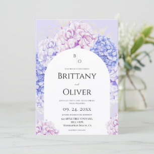Invitation Mariage Floral Aquarelle Printanier Rose et Violet