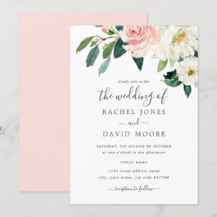 Invitation Mariage Floral Aquarelle Rose Blush
