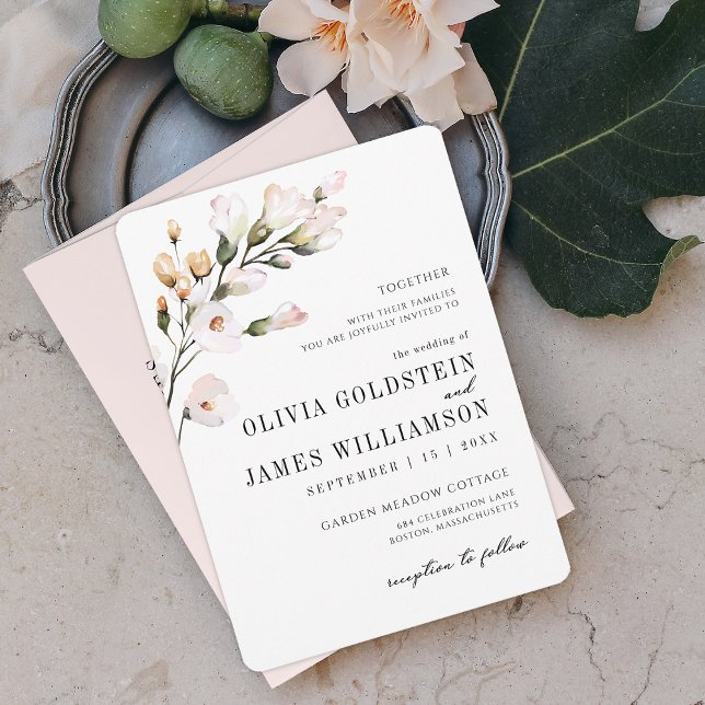 Invitation Mariage Floral Aquarelle Rose Élégant (Elegant Blush Pink Watercolor Floral Wedding Invitation)