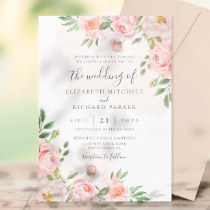 Invitation Mariage Floral Aquarelle Rose Pivoine
