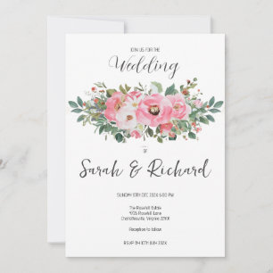 Invitation Mariage Floral Aquarelle Rose Printemps Été