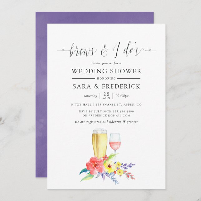 Invitation Mariage Floral Aquarelle Se Reproduit Avant Le I D (Devant / Derrière)