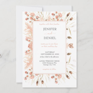 Invitation Mariage Floral Aquarelle Séchée Bohème
