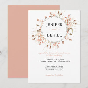 Invitation Mariage Floral Aquarelle Séchée Bohème