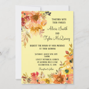 Invitation Mariage Floral Aquarelle Simpliste Automne