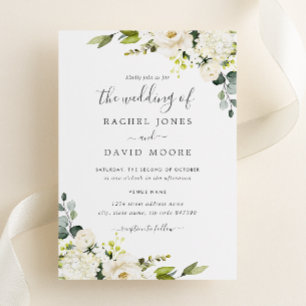Invitation Mariage floral aquarelle verte champagne