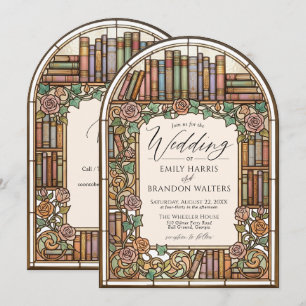 Invitation Mariage Floral Arch Books en Verre Coloré Vintage