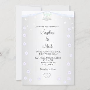Invitation Mariage floral argent et blanc