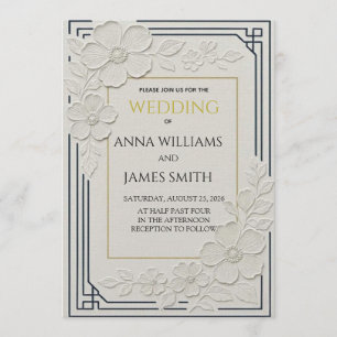 Invitation Mariage Floral Art Déco en Relief