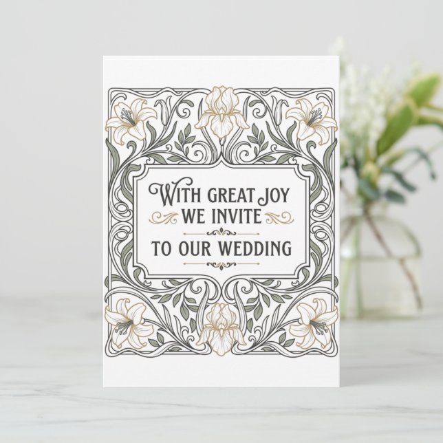 Invitation Mariage floral Art Nouveau  (Debout devant)