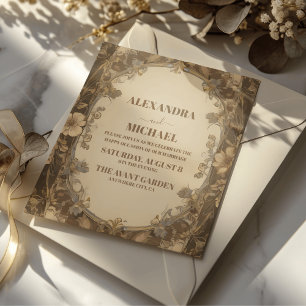 Invitation Mariage Floral Art Nouveau Antique Vintage