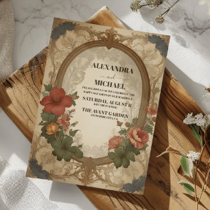 Invitation Mariage Floral Art Nouveau Antique Vintage Élégant