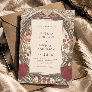Invitation Mariage Floral Art Nouveau Bourgogne