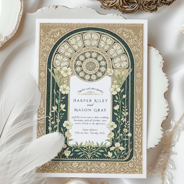 Invitation Mariage Floral Art Nouveau complexe (Créateur téléchargé)