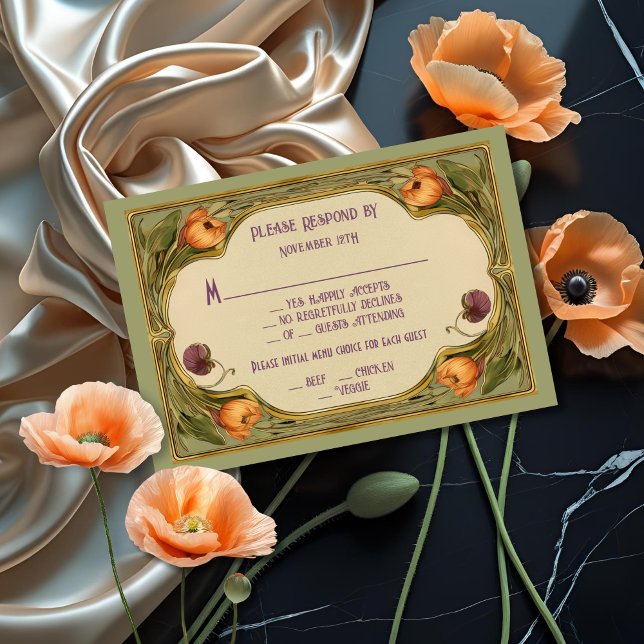 Invitation Mariage floral Art Nouveau RSVP (Créateur téléchargé)