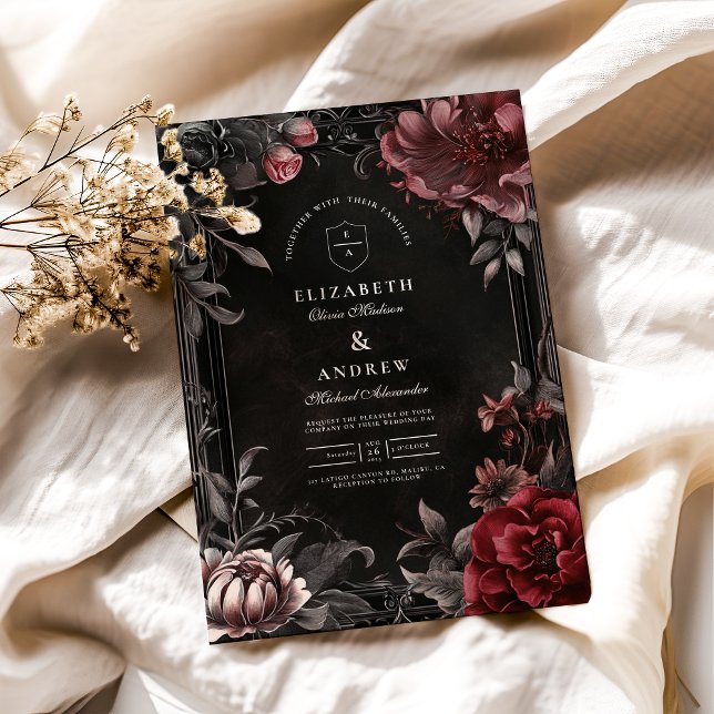 Invitation Mariage floral Art Nouveau victorien (Créateur téléchargé)