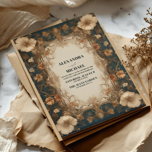 Invitation Mariage Floral Art Nouveau Vintage Élégant