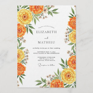 Invitation Mariage Floral Artistique de Tagète
