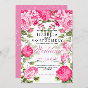 Invitation Mariage floral assez rose botanique