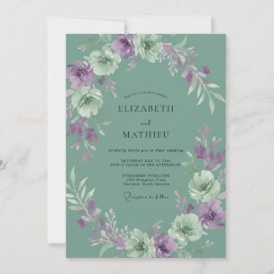 Invitation Mariage Floral au Lilas Vert