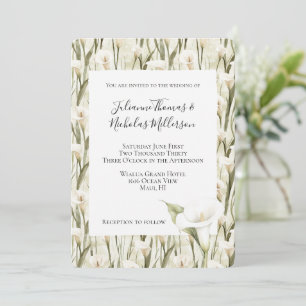 Invitation Mariage floral au lys calla vert blanc