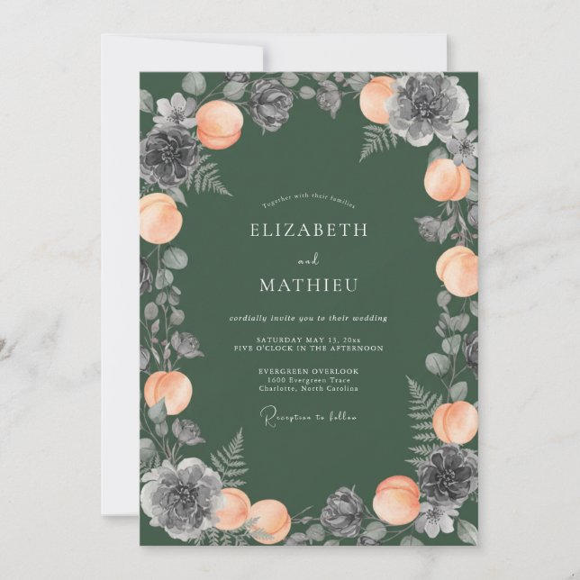 Invitation Mariage Floral au Péché Émeraude (Devant)