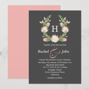 Invitation Mariage Floral Australien Gris Formel
