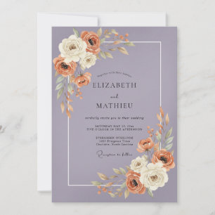 Invitation Mariage Floral Automnal à la Lavande