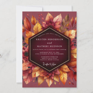Invitation Mariage Floral Automnal de Récolte de Bourgogne