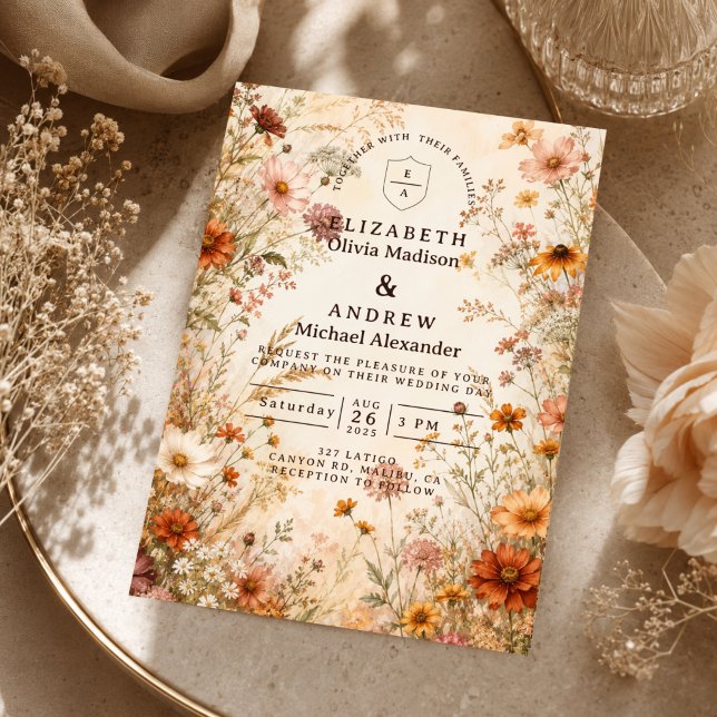Invitation Mariage Floral Automnal Romantique (Créateur téléchargé)