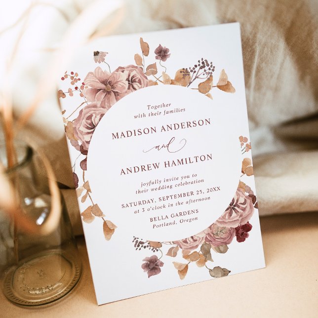 Invitation Mariage Floral Automnal Romantique (Créateur téléchargé)