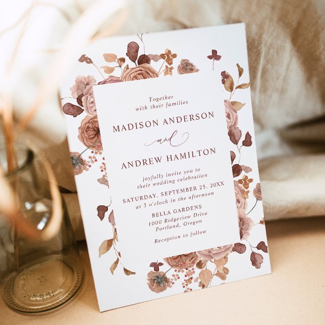 Invitation Mariage Floral Automnal Romantique (Créateur téléchargé)