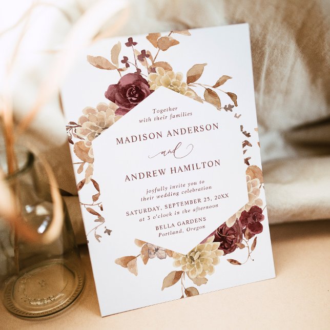 Invitation Mariage Floral Automnal Romantique (Créateur téléchargé)