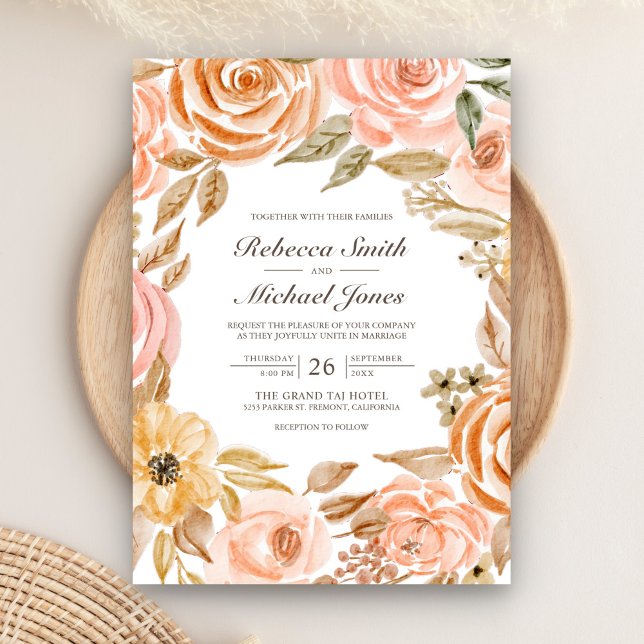 Invitation Mariage Floral Automnal Rustique Terrien (Créateur téléchargé)