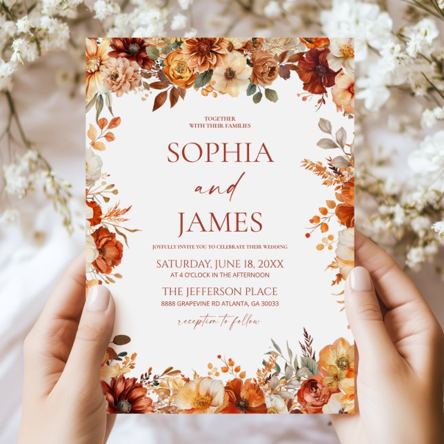 Invitation Mariage Floral Automne Élégant Rustique (Créateur téléchargé)