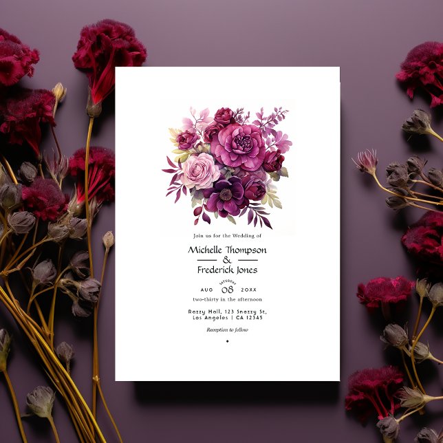 Invitation Mariage Floral aux Baies Profondes (Créateur téléchargé)