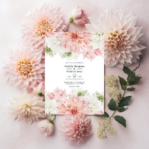 Invitation Mariage Floral aux Dahlias Rosés