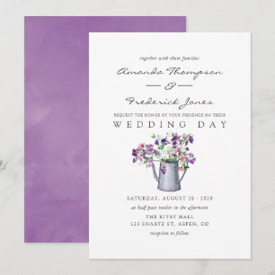 Invitation Mariage floral aux pois de senteur aquarelle
