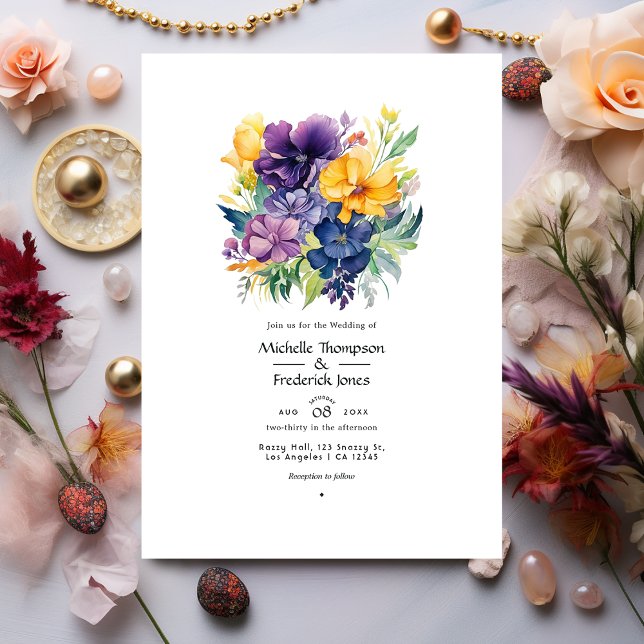Invitation Mariage Floral aux Tons de Bijoux (Créateur téléchargé)