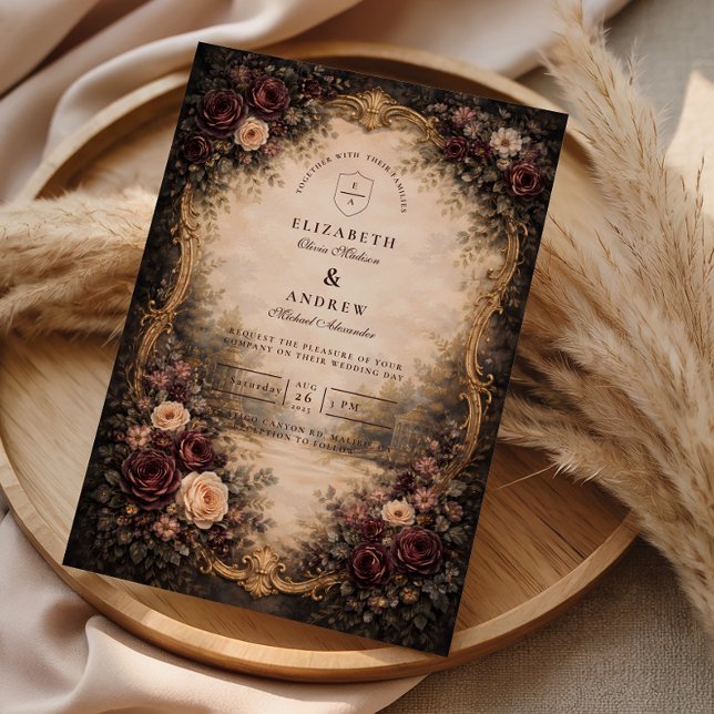Invitation Mariage Floral Baroque Sombre (Créateur téléchargé)