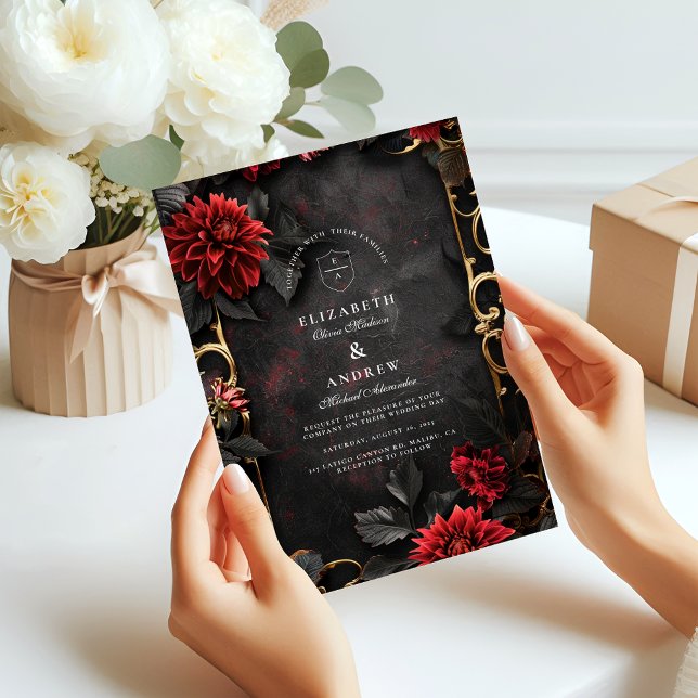 Invitation Mariage Floral Baroque Sombre (Créateur téléchargé)
