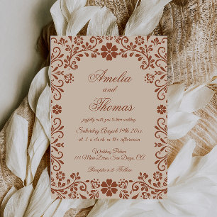 Invitation Mariage Floral Beige Fiesta Mexicaine 