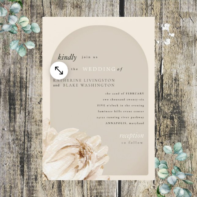Invitation Mariage floral beige moderne (Créateur téléchargé)