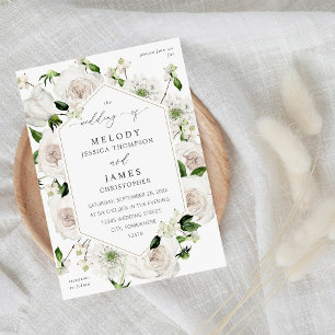 Invitation Mariage floral blanc