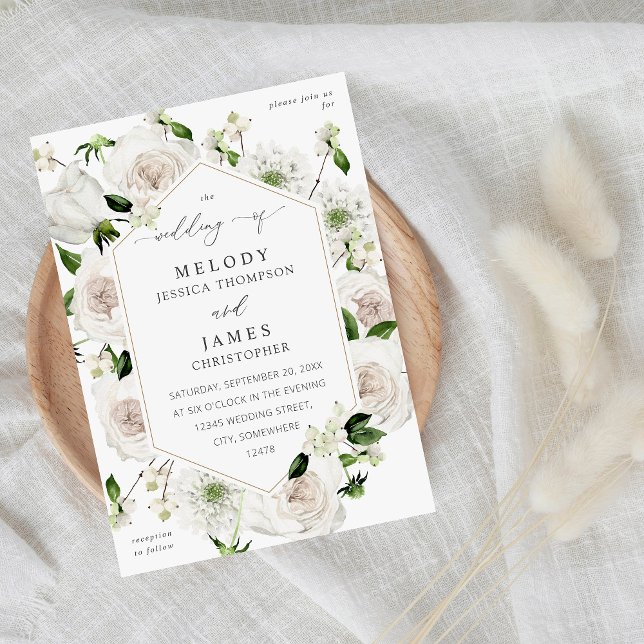Invitation Mariage floral blanc (Créateur téléchargé)